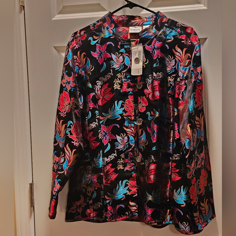 Chicos Women's Kimono Jacket Floral Blazer Size 3